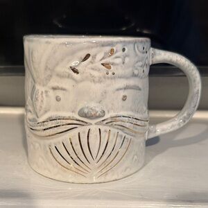 Anthropologie White Ceramic Santa Mug